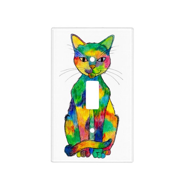 Rainbow Cat Light Switch Cover (Front)