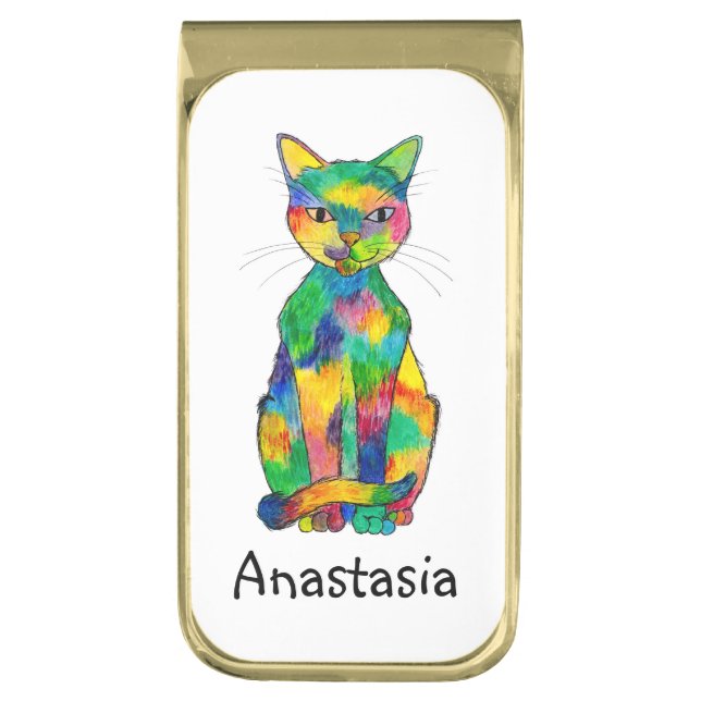 Rainbow Cat Money Clip (Front Vertical)