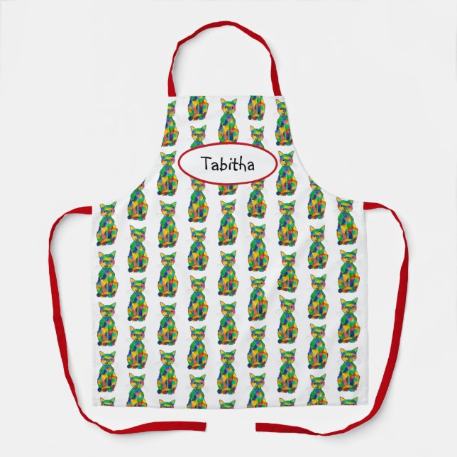 Rainbow Cat Name Apron (Front)