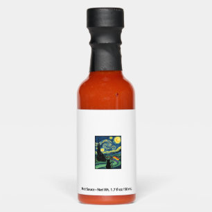 Rainbow Cat Night Landscape Vector Shirt Design_1 Hot Sauces