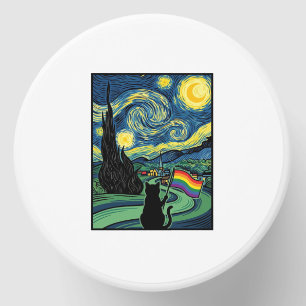 Rainbow Cat Night Landscape Vector Shirt Design_1 Mini Candle Favors