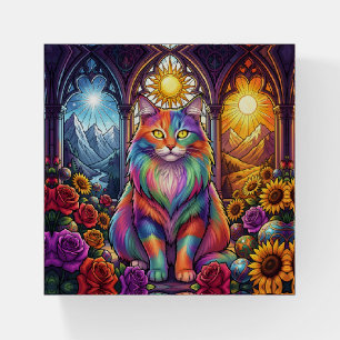 rainbow cat paperweight