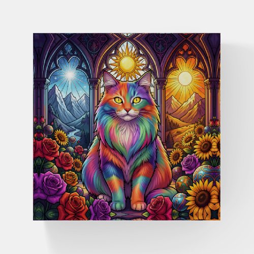 rainbow cat paperweight