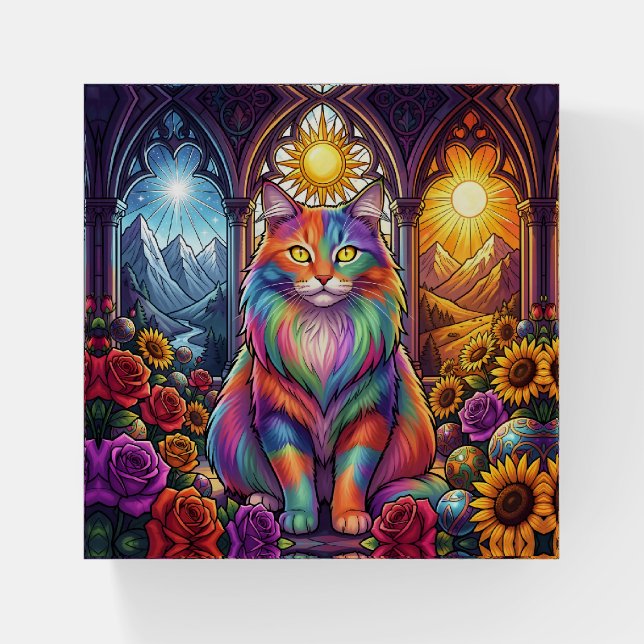 rainbow cat paperweight (Front)