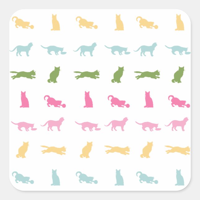 Rainbow Cat Pattern Square Sticker (Front)