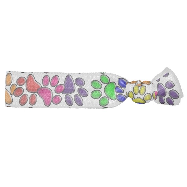 rainbow cat paw print elastic hair tie (Right)