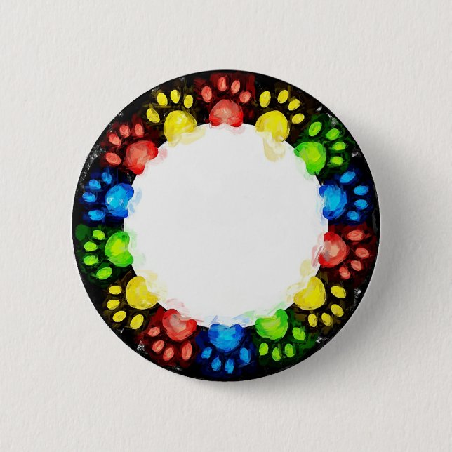 Rainbow Cat Paws Pinback Button (Front)