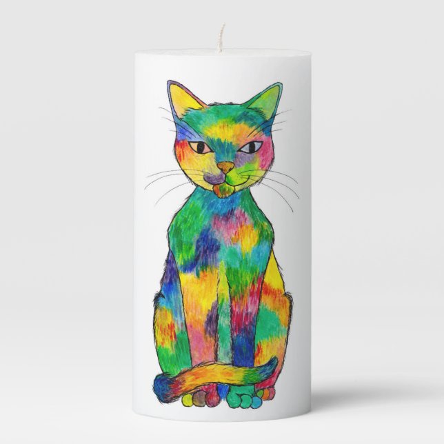Rainbow Cat Pillar Candle (Front)
