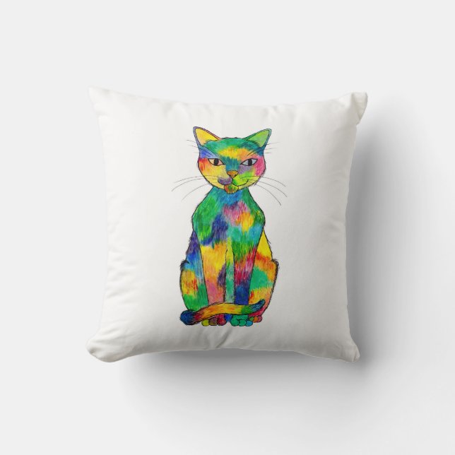 Rainbow Cat Pillow (Front)