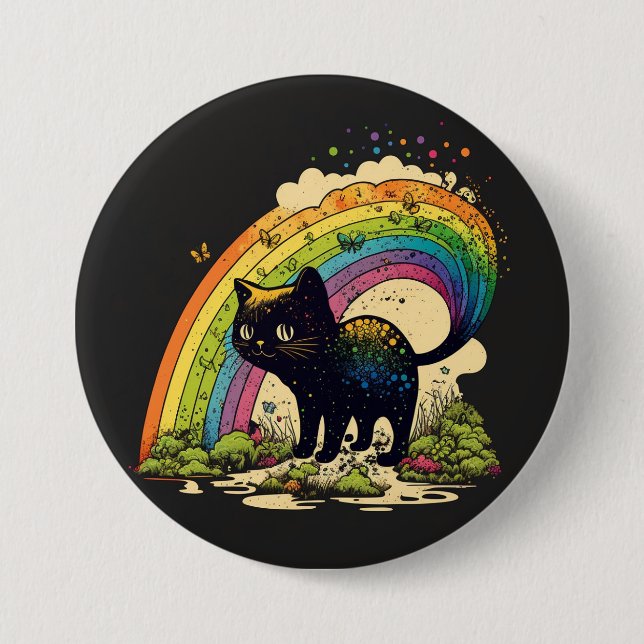 Rainbow cat pin lgbtq cute (Front)