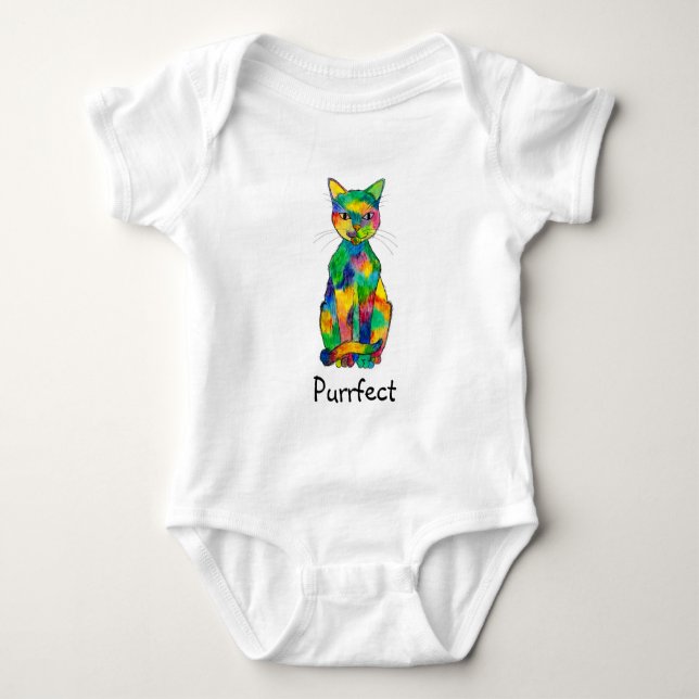 Rainbow Cat Purrfect Baby Bodysuit (Front)