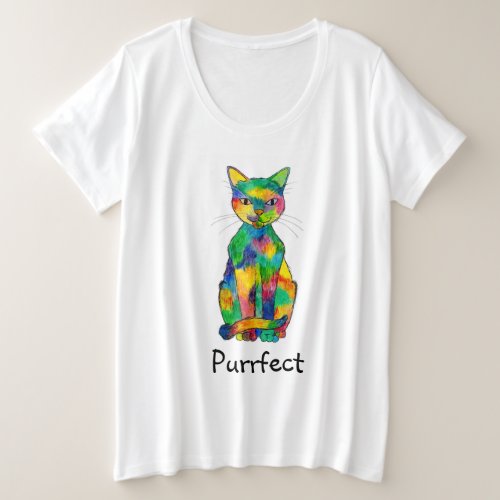 Rainbow Cat Purrfect Plus Size T_Shirt