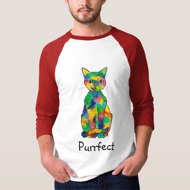 Rainbow Cat Purrfect Raglan T-Shirt (Front)