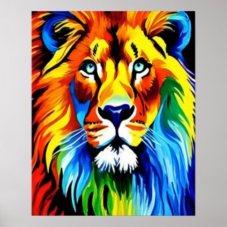 Rainbow Cat, Rainbow Lion Illustration Art