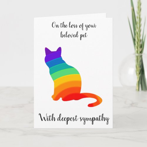Rainbow cat silhouette or photo pet sympathy card