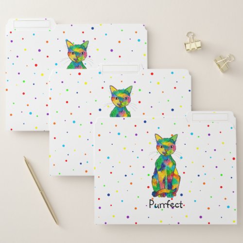 Rainbow Cat Spotty File Folders