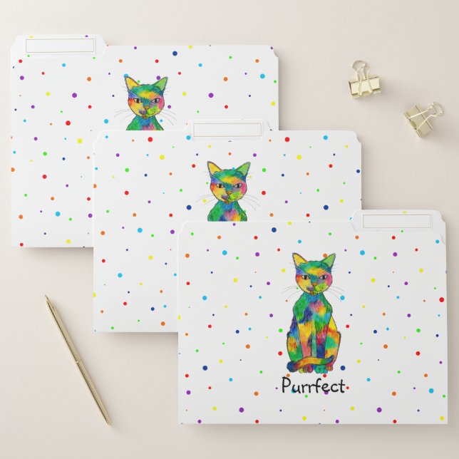 Rainbow Cat Spotty File Folders (Set)
