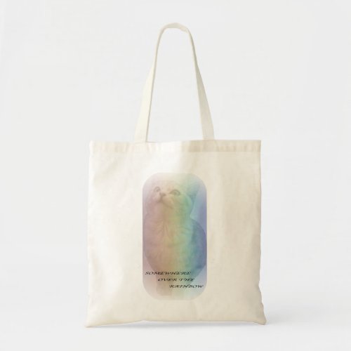 rainbow cat tote bag