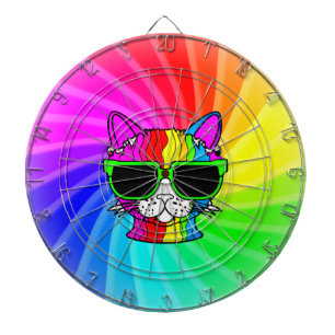 Rainbow Cat Twirl Dart Board