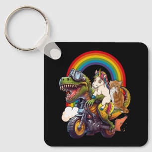 Rainbow Cat Unicorn Dinosaur T Rex Kitten Lover Sp Keychain