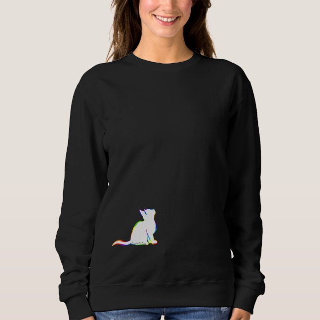 Rainbow cat, white fill, inside text sweatshirt (Front)