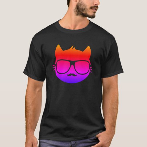 Rainbow Cat With Glasses T_Shirt