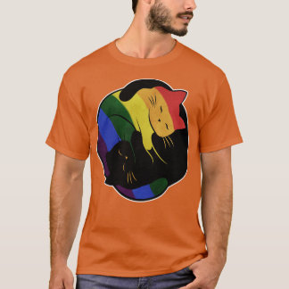 Rainbow Cat Yin Yang LGBT Gay Pride Flag T-Shirt