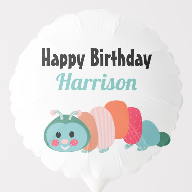 Rainbow Caterpillar Girls Birthday Balloon (Front)
