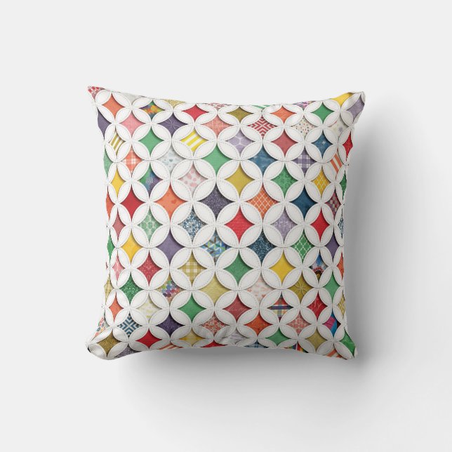 Rainbow Cathedral  Window Pattern Throw Pillow (Front)