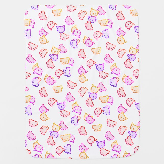 Rainbow Cats and Dogs Stroller Blanket (Front)