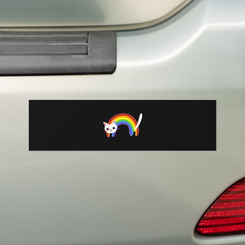 Rainbow Cats LGBTQ Kitty Lover Fun Minimalist Cat Bumper Sticker