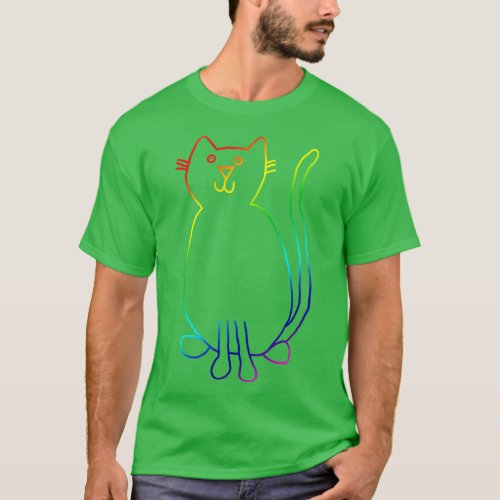 Rainbow Cats Line Drawing T_Shirt