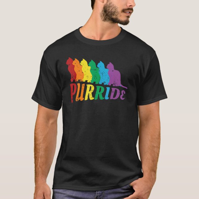 Rainbow Cats Meow Gay Pride Lgbtq Lgbt Pride Month T-Shirt (Front)