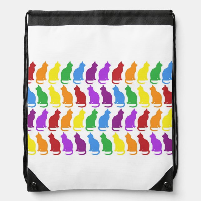 Rainbow Cats Pattern Drawstring Backpack (Front)