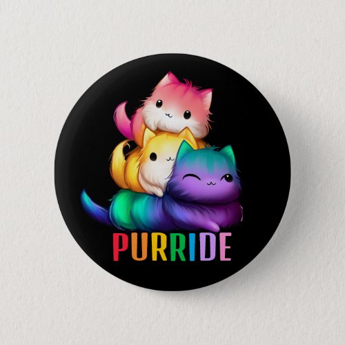 Rainbow Cats Purride Black Button