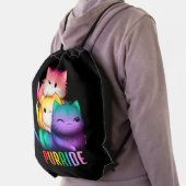 Rainbow Cats Purride Black Drawstring Bag (Insitu)