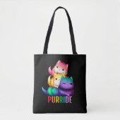 Rainbow Cats Purride Black Tote Bag (Front)