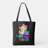 Rainbow Cats Purride Black Tote Bag (Back)