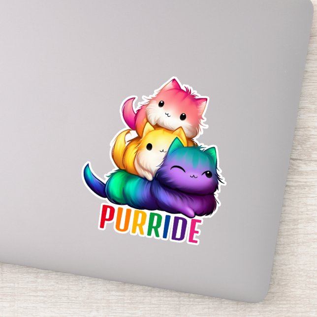 Rainbow Cats Purride Contour Cut  Sticker (Detail)