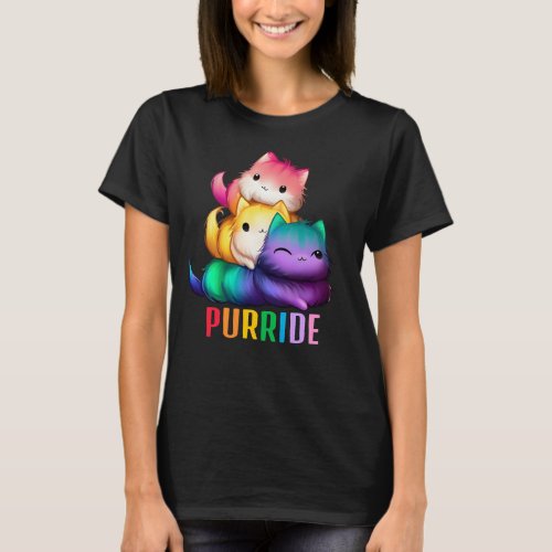 Rainbow Cats Purride Dark T_Shirt