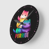Rainbow Cats Purride Round Clock (Angle)