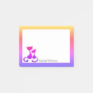 Rainbow Cats Silhouette Personalized Post-it Notes