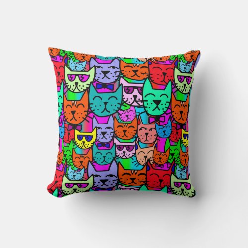 Rainbow Cats Throw Pillow