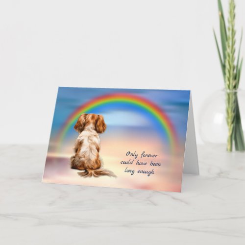 Rainbow Cavalier King Charles Spaniel Sympathy Holiday Card