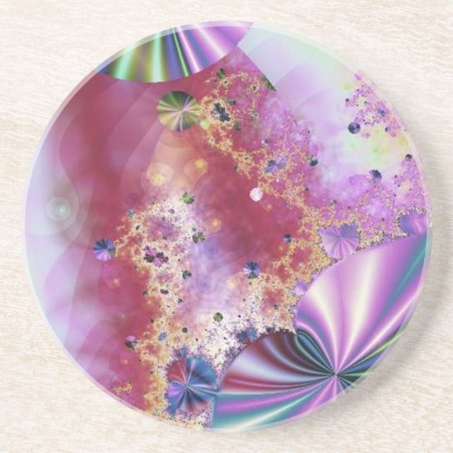 Rainbow CDs Sandstone Coaster (Front)