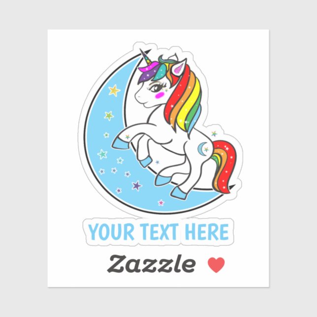 Rainbow Celestial Blue Moon & Stars Unicorn Sticker (Sheet)