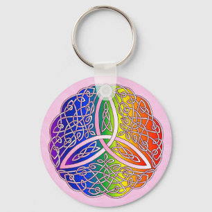 Rainbow Celtic Art Trinity Knot Keychain