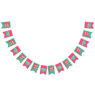 Rainbow Cereal Birthday Party Bunting Flags
