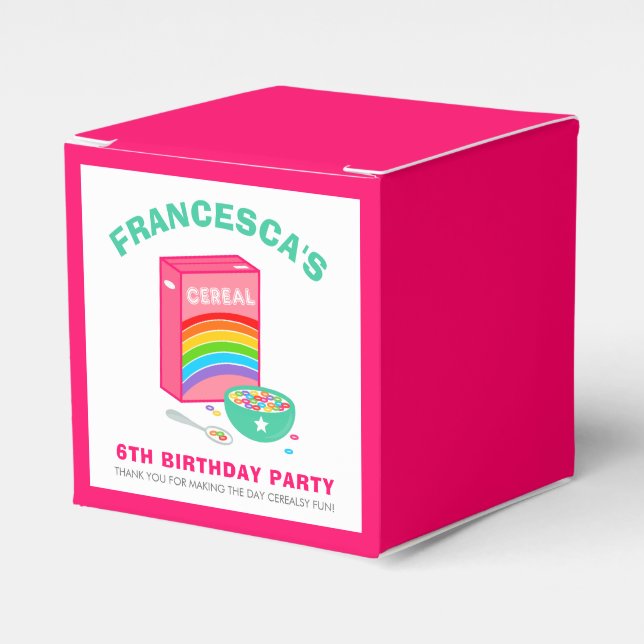 Rainbow Cereal Birthday Party Favor Boxes (Front Side)