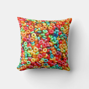 Rainbow Cereal Throw Pillow